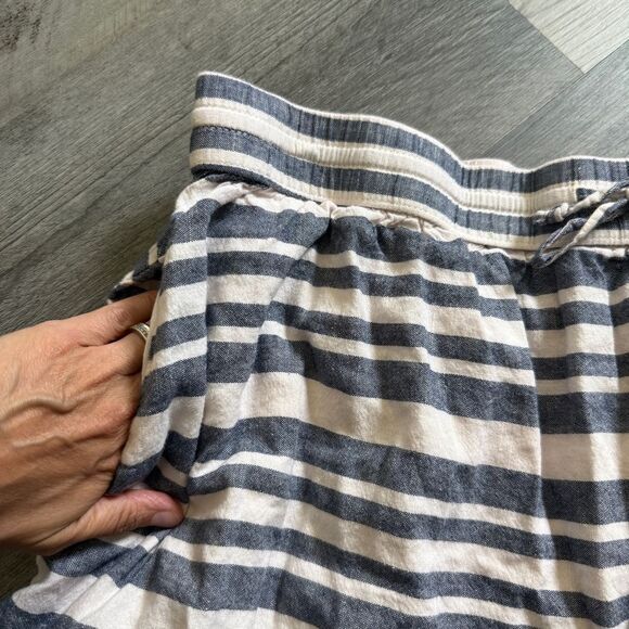 GAP Skirt Blue White Stripe Pockets Linen Cotton Lined Large - Picture 3 of 9